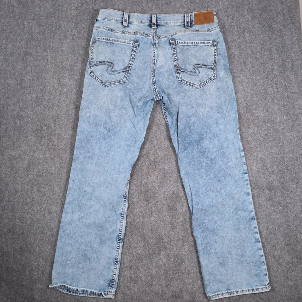 Silver Jeans Co Grayson Jeans Mens 36x30 Light Blue Acid Wash Straight